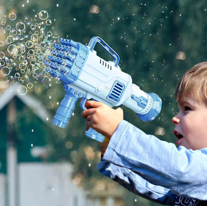 Bubble Machine Automatic Electric Gatling Bubble Guns Bubble Maker 32 Hole Bubble Gun With 1 Liquid Bottle Outdoor Fun Kids Toys for Boys and Girls