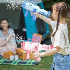 Bubble Machine Automatic Electric Gatling Bubble Guns Bubble Maker 32 Hole Bubble Gun With 1 Liquid Bottle Outdoor Fun Kids Toys for Boys and Girls